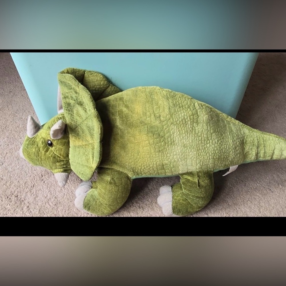 Large Triceratops Dinosaur Plush Toy 24 inch long green